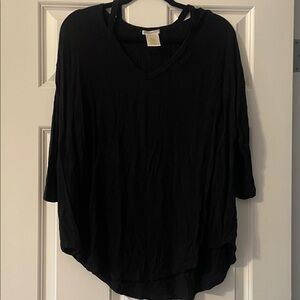 Matty M Black Long Sleeve V-Neck Top